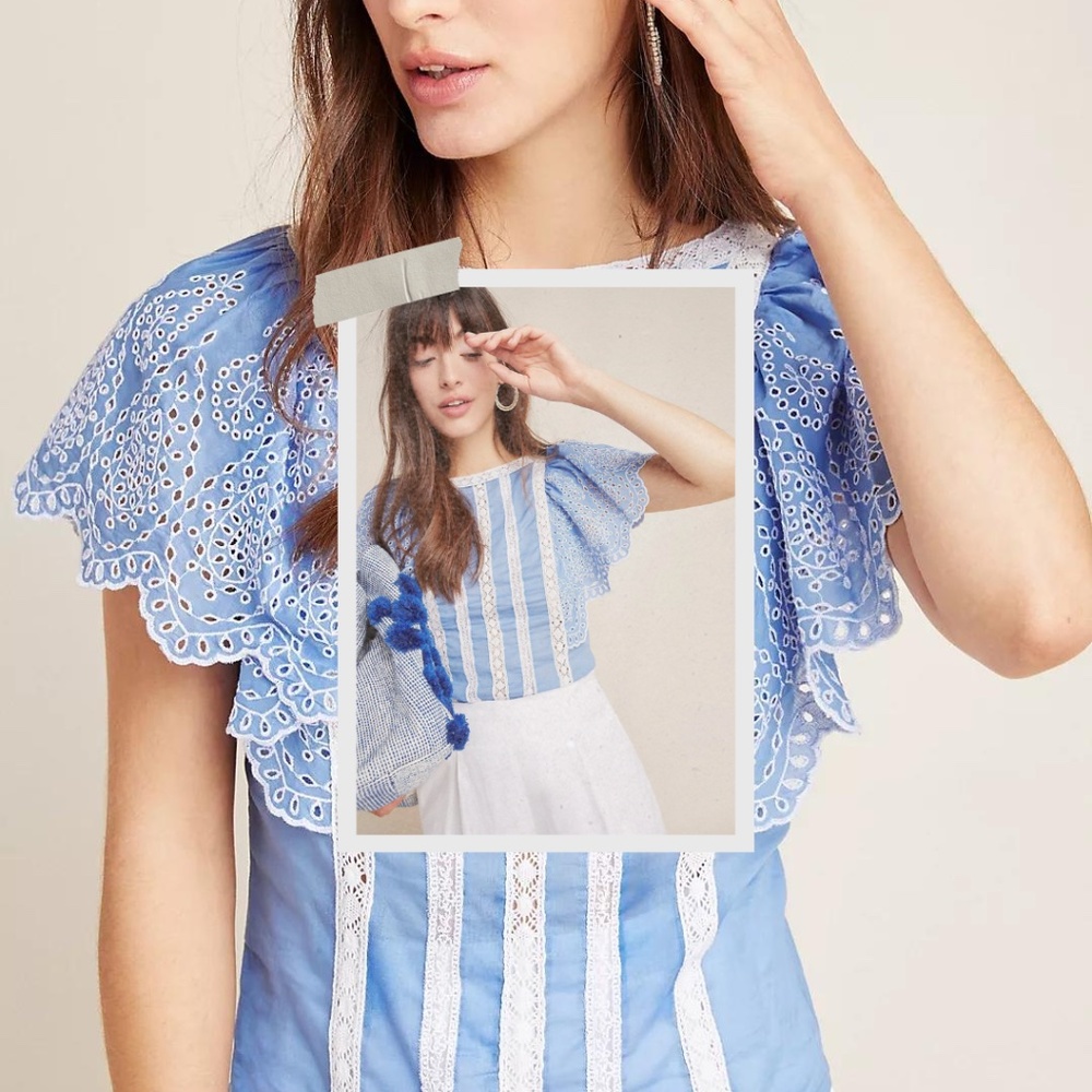 Anthropologie Lennox Flutter-Sleeved Blouse